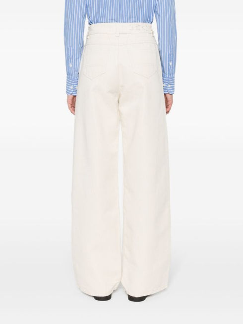 high-waisted straight-leg jeans